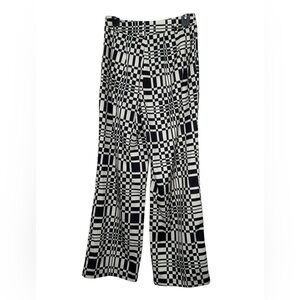 Princess Polly Pants Black Ivory Wide Leg Women's 4 Checked Unlined Dress Slack